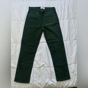 Green corduroy jeans